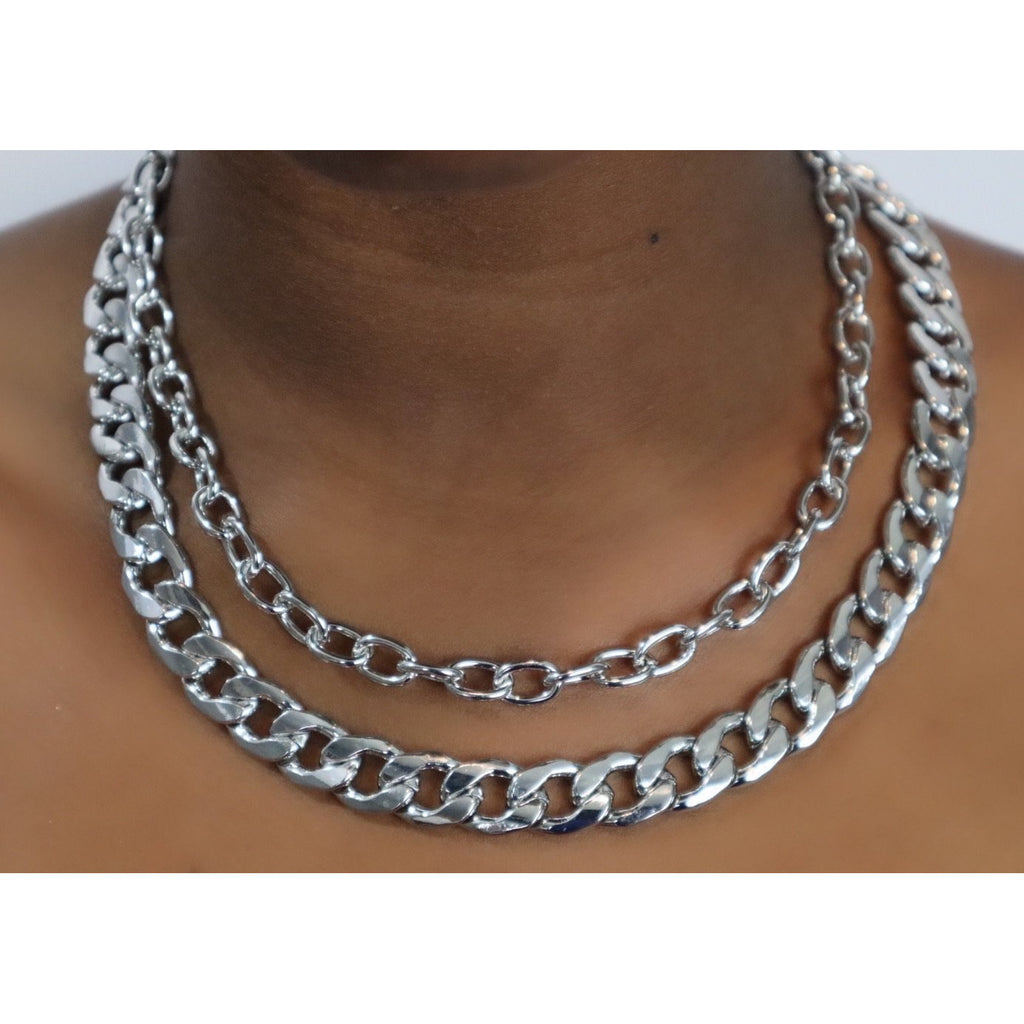 Cuban Chain Necklace & Earrings Set